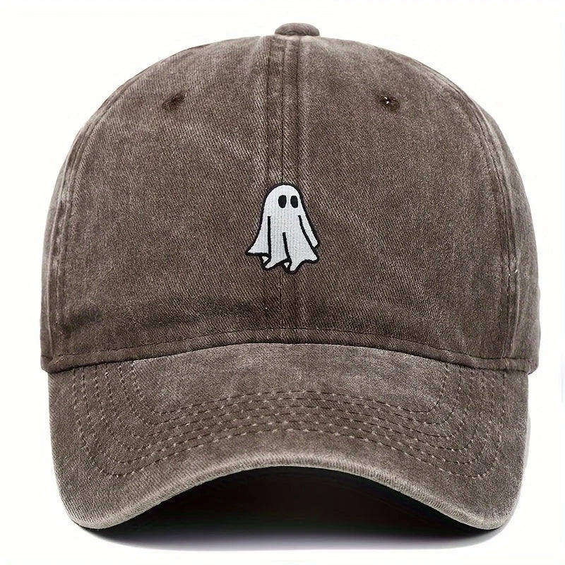 Halloween Embroidered Baseball Hat with Cute Ghost Pattern Simple Style Suitable for Men and Women