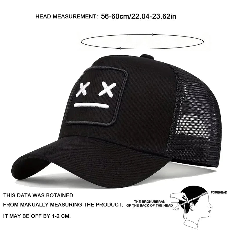 Unisex XX Haftowane czapki z daszkiem typu baseballowego z siateczką, regulowane czapki codzienne, wiosenne i letnie czapki chroniące przed słońcem na świeżym powietrzu