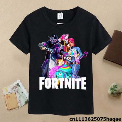 Summer Fortnites Children T-shirt Cartoon Game Figure Printed T-shirt Boys Casual Sports T-shirt Short Sleeves Kids Clothing