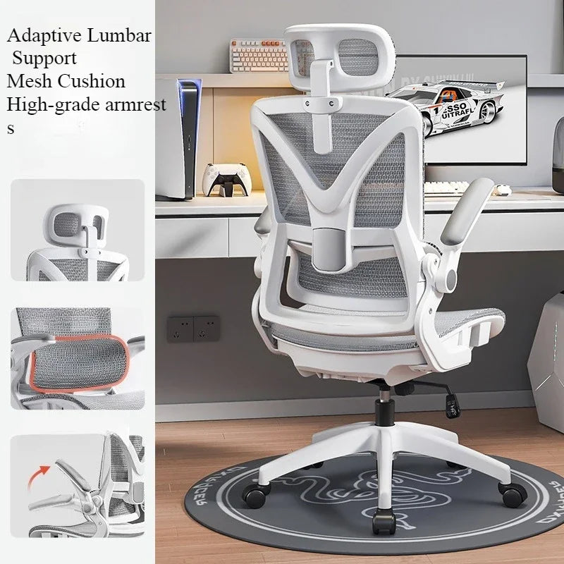 Ergonomic Gaming Chair with 3D Lumbar Support, Breathable Mesh Office Chair, Adjustable Swivel Racing Chair with Armrests for Home & Work