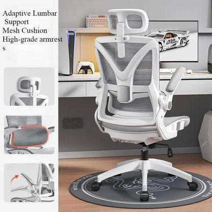 Ergonomic Gaming Chair with 3D Lumbar Support, Breathable Mesh Office Chair, Adjustable Swivel Racing Chair with Armrests for Home & Work