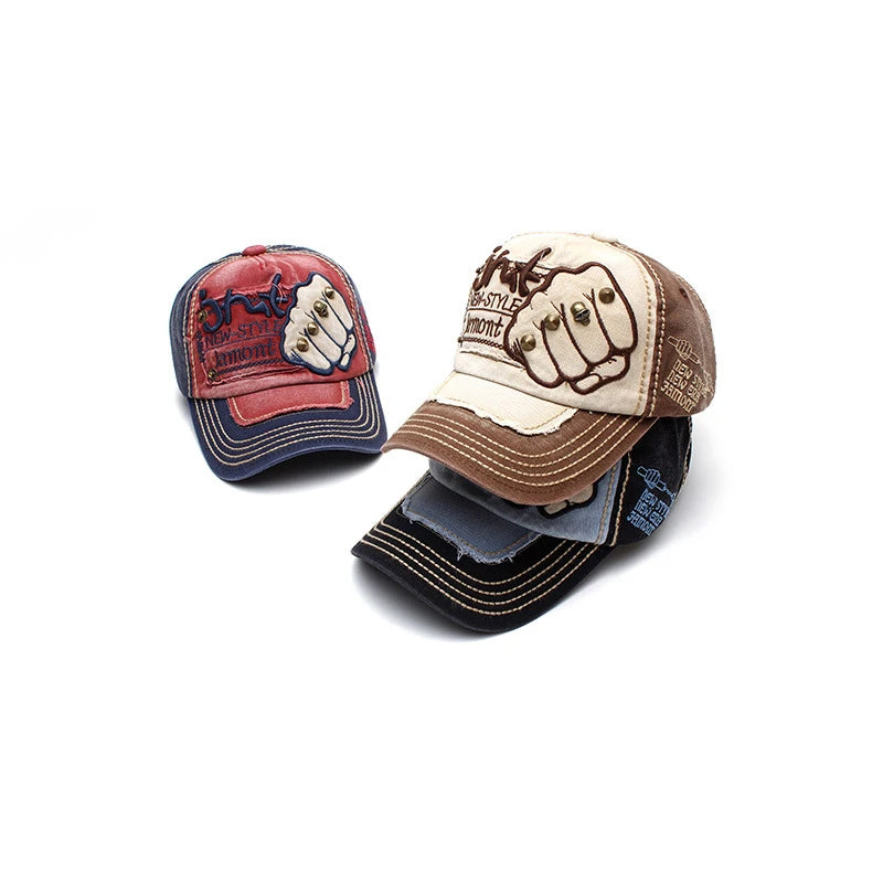 Boné de Basebol de Moda para Desporto e Ar Livre, Boné Casual de Sol, Gorras Hip Hop, Tamanho Único Ajustável Unissexo, Patch de Punho com Rebites
