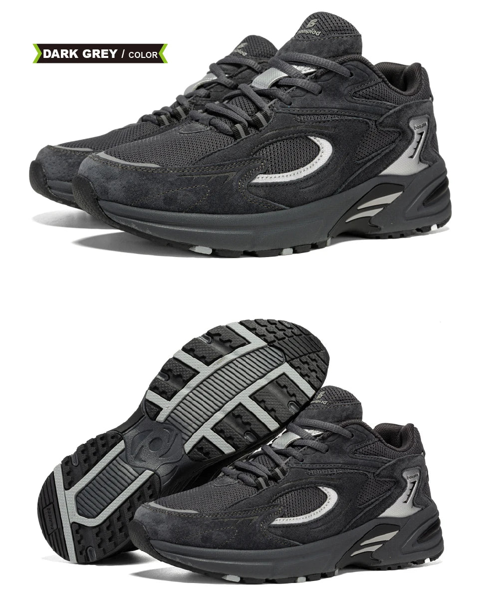 Baasploa Nieuwe hardloopschoenen voor heren, outdoor, modieus, lichtgewicht sportschoenen van mesh, casual herenschoenen, ademend, antislip wandelschoenen