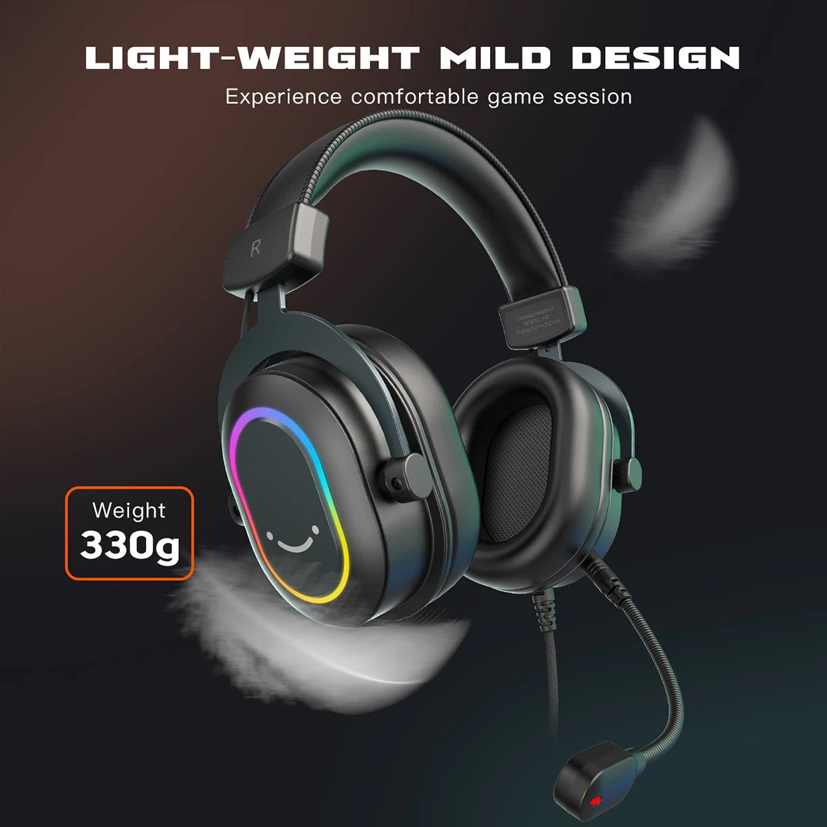 Cuffie gaming RGB FIFINE con microfono – cuffie cablate over-ear con suono surround 7.1 per PC, PS4 e PS5, con 3 modalità EQ