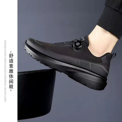 Original New Men Rotating-Button Driving Sneakers Platform Casual Walking Shoes Outdoor Wear-Resistant Running Sports Shoes Plus Size