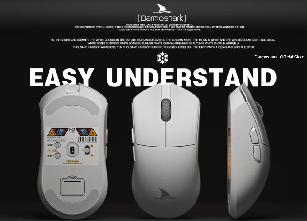 Darmoshark M3Pro gamingmus 2.4G BT trådlös tri-mode PAW3395-sensor N52840 26000DPI för stora händer makrodrivrutin mus för gaming
