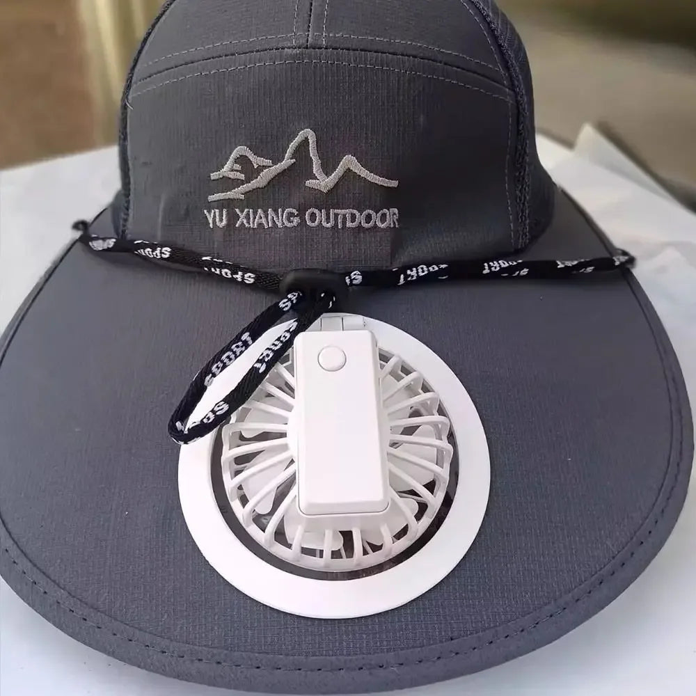 Casquette avec ventilateur Ventilateur de refroidissement USB d'été Casquette de baseball Protection solaire pour le golf en plein air Casquette à visière réglable sur 2 vitesses Casquette de randonnée avec ventilateur