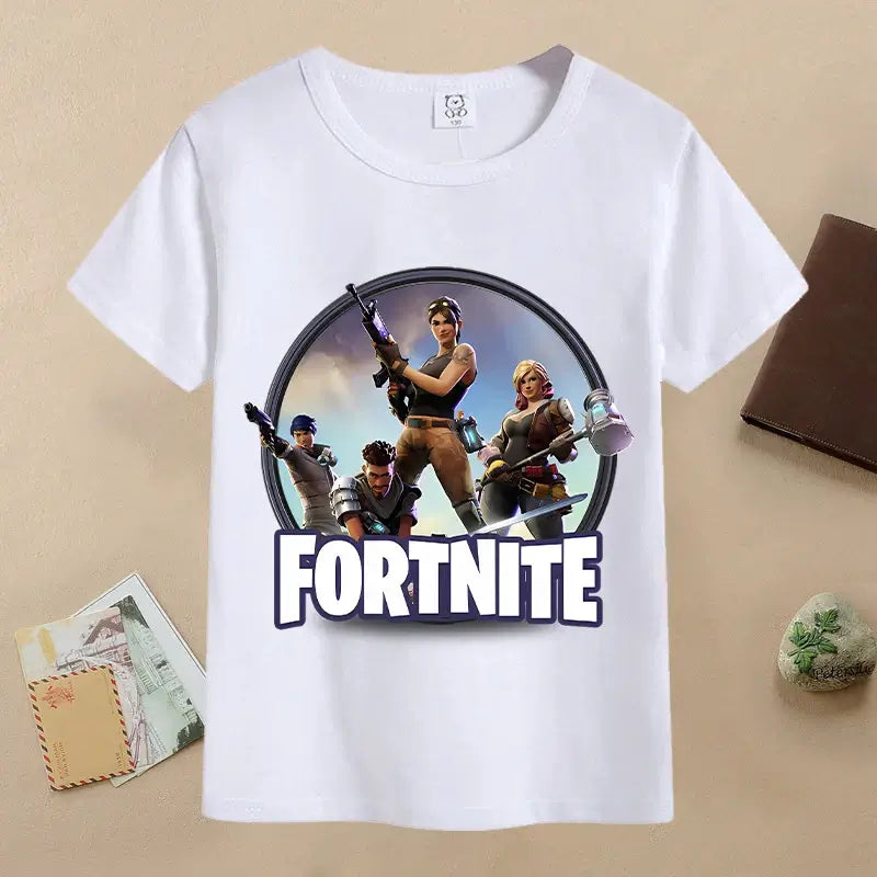 Summer Fortnites Children T-shirt Cartoon Game Figure Printed T-shirt Boys Casual Sports T-shirt Short Sleeves Kids Clothing