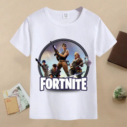 Summer Fortnites Children T-shirt Cartoon Game Figure Printed T-shirt Boys Casual Sports T-shirt Short Sleeves Kids Clothing