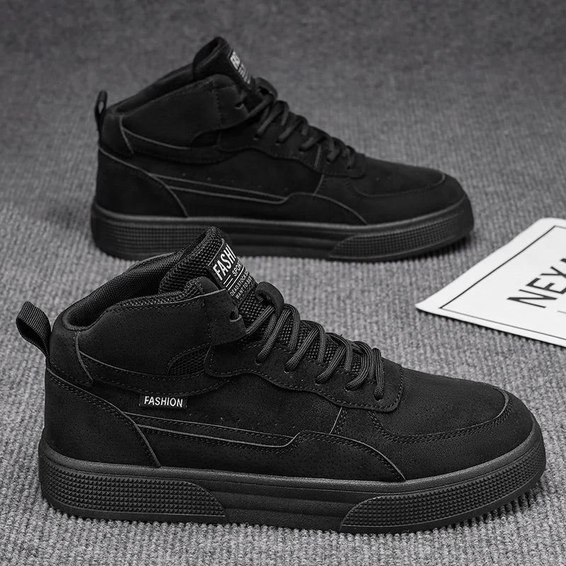 Breathable men's casual shoes, skate shoes, mid-top men's shoes, breathable and versatile sports shoes, suitable for wearing all