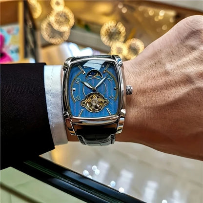 [Orologio meccanico di lusso con tourbillon] Orologio meccanico di lusso con tourbillon leggero da uomo – Modello di alta gamma completamente automatico, con design «scheletrato» di tendenza, ideale per un look professionale o