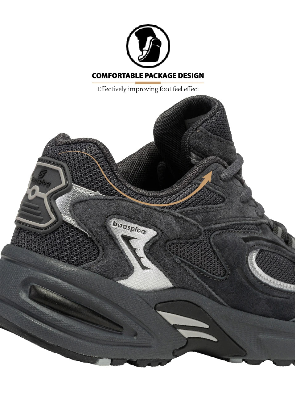 Baasploa Nieuwe hardloopschoenen voor heren, outdoor, modieus, lichtgewicht sportschoenen van mesh, casual herenschoenen, ademend, antislip wandelschoenen