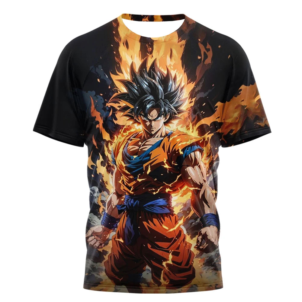 2026 Summer Dragon Ball Goku "Ink Martial Arts" 3D Printed Breathable Quick-Drying T-Shirt for Men and Women, Parental Use Top