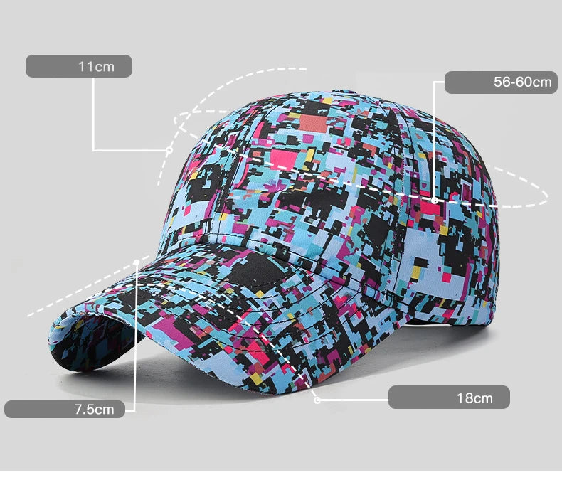 Sommer-Baseballkappe mit Graffiti-Motiv und Leuchtelementen, Unisex, Outdoor-Sonnenschutz, modische Sportkappe, lässige Duckbill-Kappe