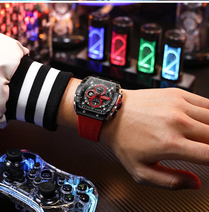CURREN Men’s Luxury Square Quartz Chronograph Watch Waterproof, Luminous Dial & Date Display