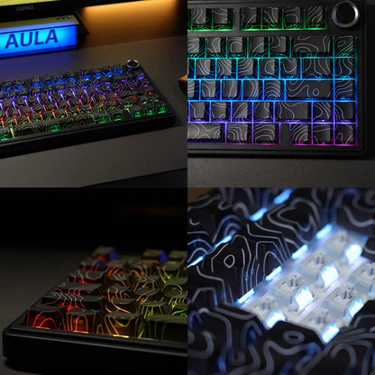 AULA F75 Pro kabellose mechanische Gaming-Tastatur mit Gasket-Mount, RGB, anpassbar, 75-%-Layout und seitlich gravierten PBT-Tastenkappen