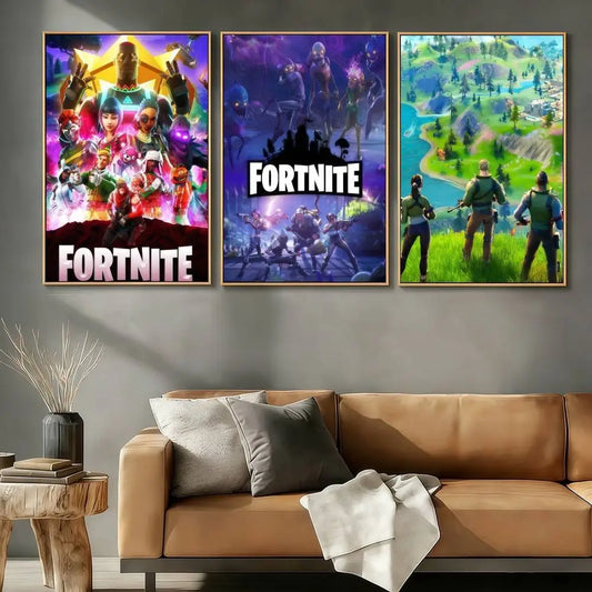 F-FORTNITES-ES Pósteres Autocolantes de Jogo Online Impressão Artística Retro Vintage Decoração de Parede HD para Sala de Estar, Casa, Escritório e Ocasião de Presente