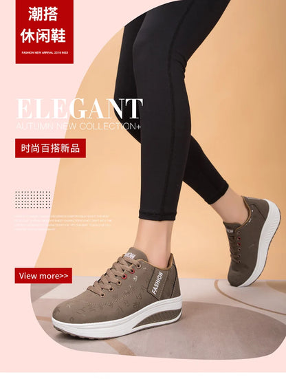Scarpe casual da donna per l'outdoor con suola spessa e tacco oscillante, scarpe sportive alla moda con plateau, taglia 42, suola piatta, per camminata e corsa