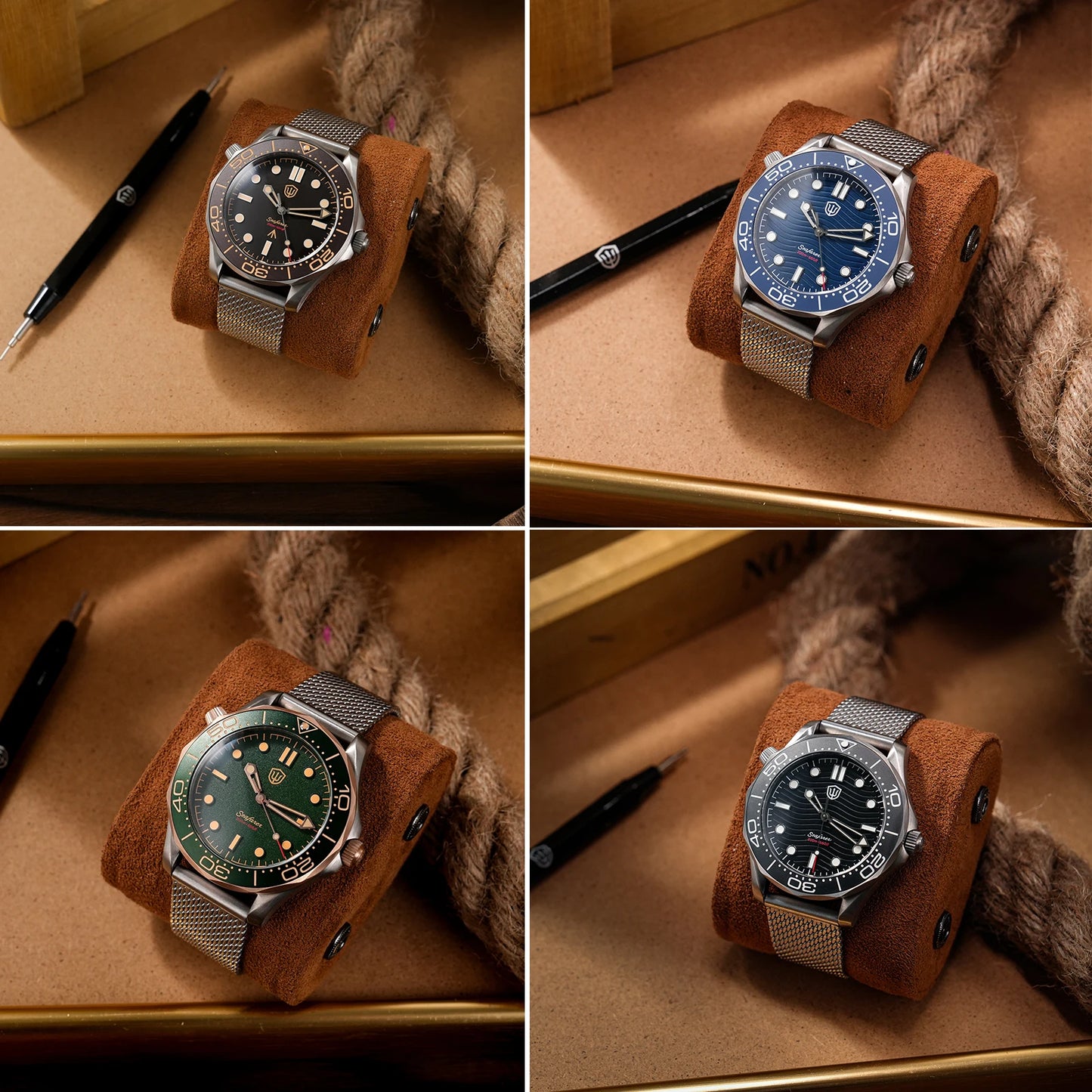 Watchdives 42mm Seafarer Grade 2 Titanium NTTD Dive Watch WD007Q V2 VH31 Sweep Second Quartz Movement Luminous Sapphire Watches