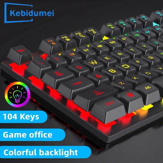 RGB Wired Mechanical Keyboard 104 Keys of Backlit Key Caps Gaming and Office Keyboard For Microsoft Windows and Apple IOS System