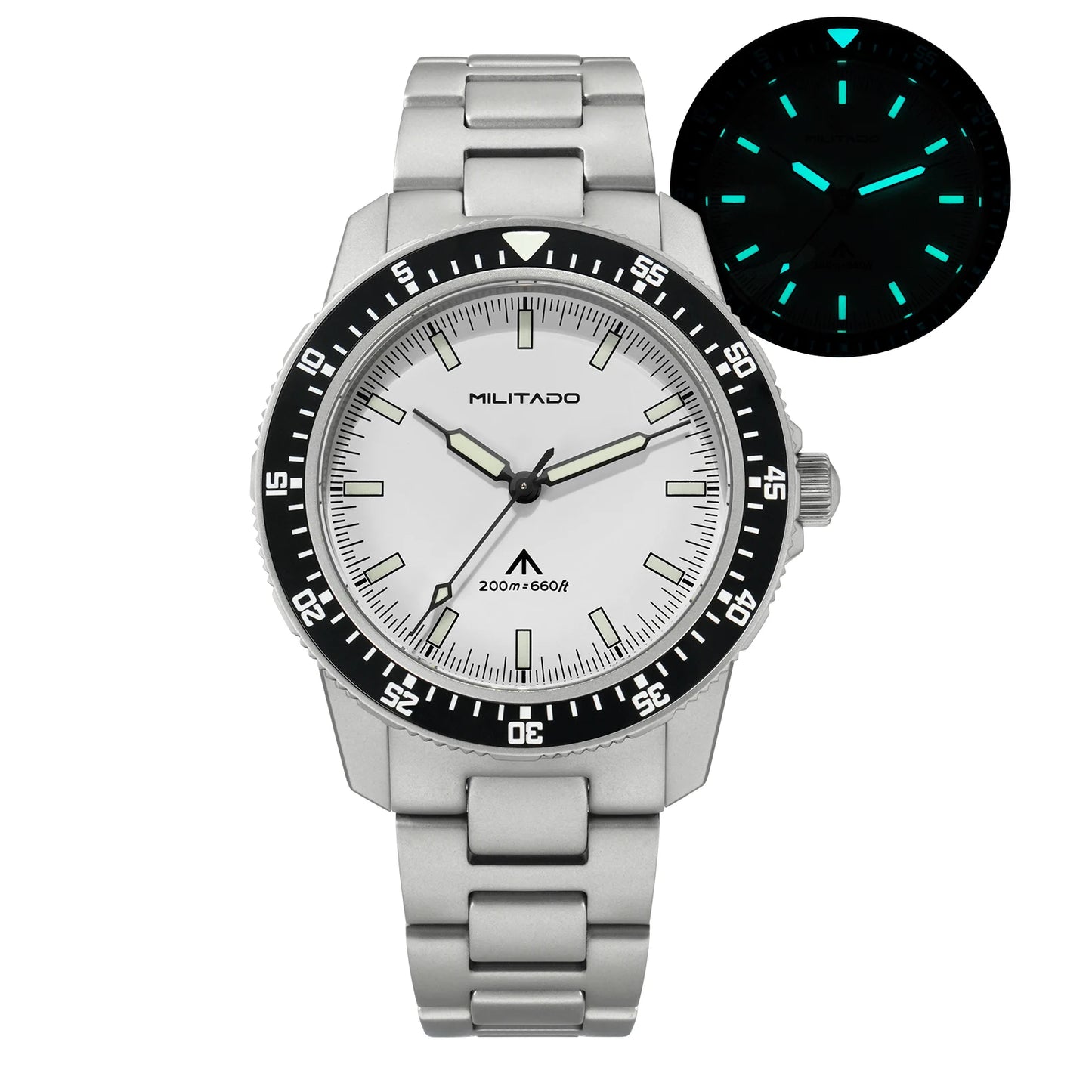 MILITADO ML25 Quartz Dive Watch VH31 Sweep Second Sapphire Crystal 200M Waterproof BGW9 Lume Ceramic Bezel Men Watch