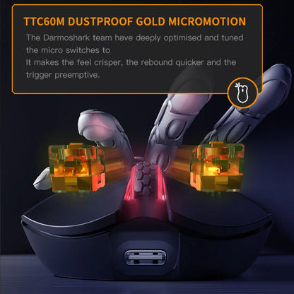 Darmoshark M3Pro gamingmus 2.4G BT trådlös tri-mode PAW3395-sensor N52840 26000DPI för stora händer makrodrivrutin mus för gaming