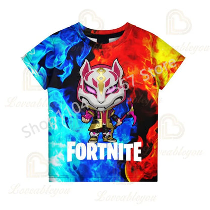 Youth F-Fortnited T-shirt Battle Game Adults Short Sleeve Summer Tees for Teen Boys and Girls