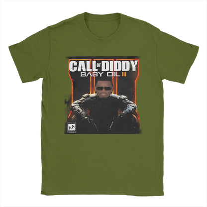 Men T-Shirt Call of Diddy Party Brainrot Sigma Humorous 100% Cotton Tees Short Sleeve  T Shirt O Neck Clothes Classic