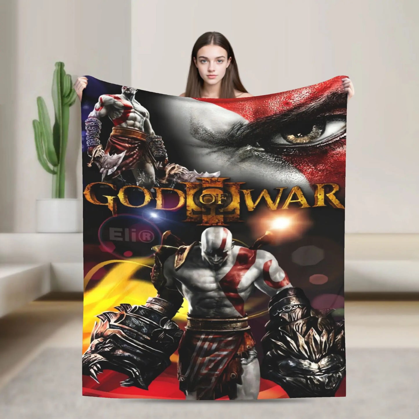 Super Soft Blanket Travel Office God of War Game Gamers Kratos Throw Blanket  Flannel Bedspread For Outdoor Sofa Bed Cover