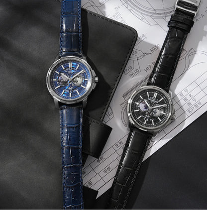 BORIAGE(BOAIJIUA) vollautomatische mechanische Herrenuhr mit Originaldesign, wasserdichte leuchtende mechanische Armbanduhr