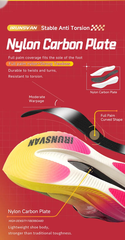 IRUNSVAN Men Running Shoes Breathable Sports Shoe Lightweight Marathon Carbon plate Sneaker Casual Comfortable Athletic Training