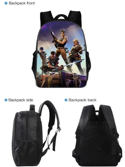 Mochila Fortnited 3PCS para Rapazes, Victory Game, 16 Polegadas, Resistente à Água, Mochila Pré-Escolar, Mochilas Escolares Fixes para o Ensino Básico