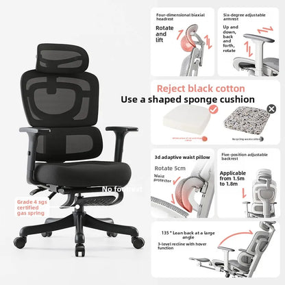 Ergonomic Office Chair with Lumbar Support, Adjustable Height Gaming Chair, Comfortable Computer Chair with Swivel Recliner Design for Home & Office