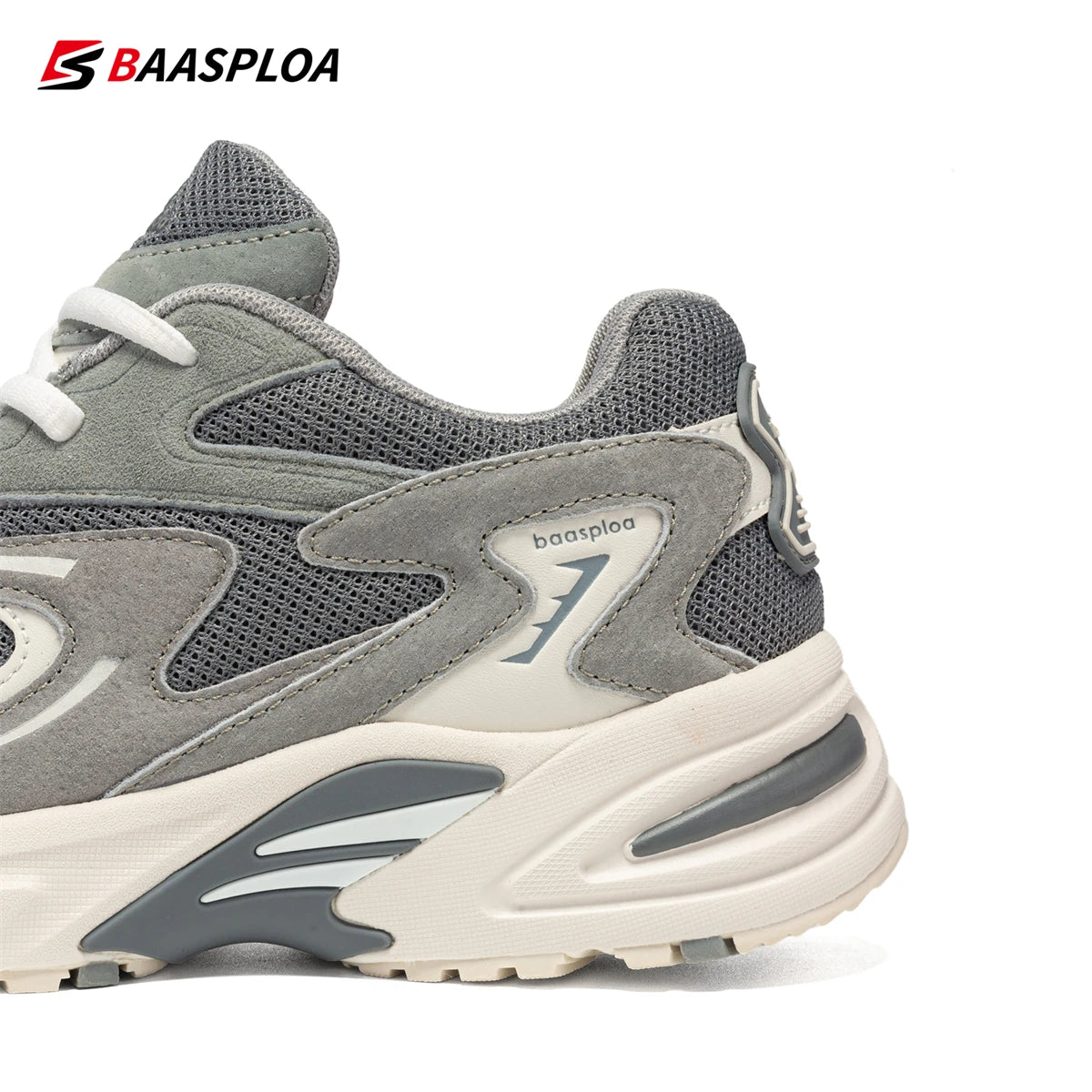 Baasploa Nieuwe hardloopschoenen voor heren, outdoor, modieus, lichtgewicht sportschoenen van mesh, casual herenschoenen, ademend, antislip wandelschoenen
