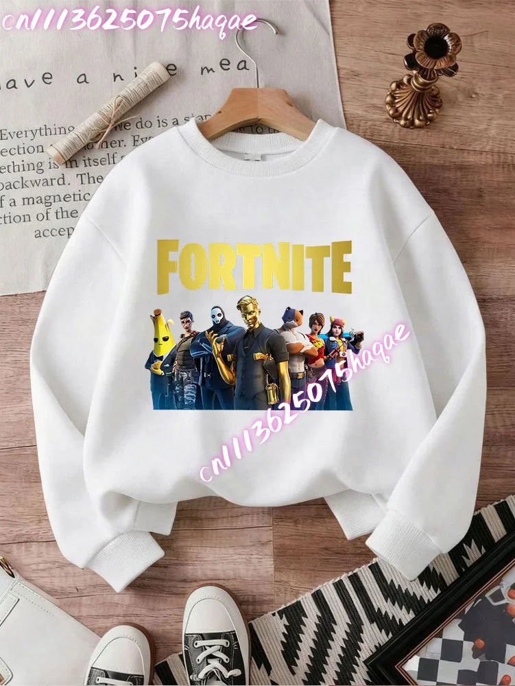 Fortnites Series Kinder-Sweatshirts, trendige Langarm-Pullover für Jungen und Mädchen, Herbst/Winter, Cartoon-Kinderkleidung, Geburtstagsgeschenke