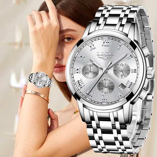 LIGE New Fashion Luxury Women Watch Waterproof Quartz Ladies Watches Business Steel Band Casual Bracelet Date Clock Wristwatches