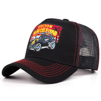 Modna czapka baseballowa z haftem orła dla mężczyzn i kobiet – letnia, oddychająca, z siateczką, z zatrzaskiem typu snapback, w stylu trucker