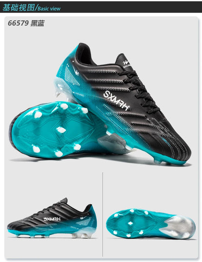 Chaussures de football Double Star Adult Youth AG : crampons antidérapants et résistants pour gazon artificiel et naturel, pour l'entraînement et les matchs, hommes et femmes