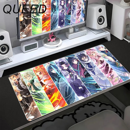 Schreibtischunterlage für Computer und Tastatur, Anime-Mauspad, Kawaii-Mädchen, 900x400mm, Gummi, rutschfest, Demon Slayers, XL