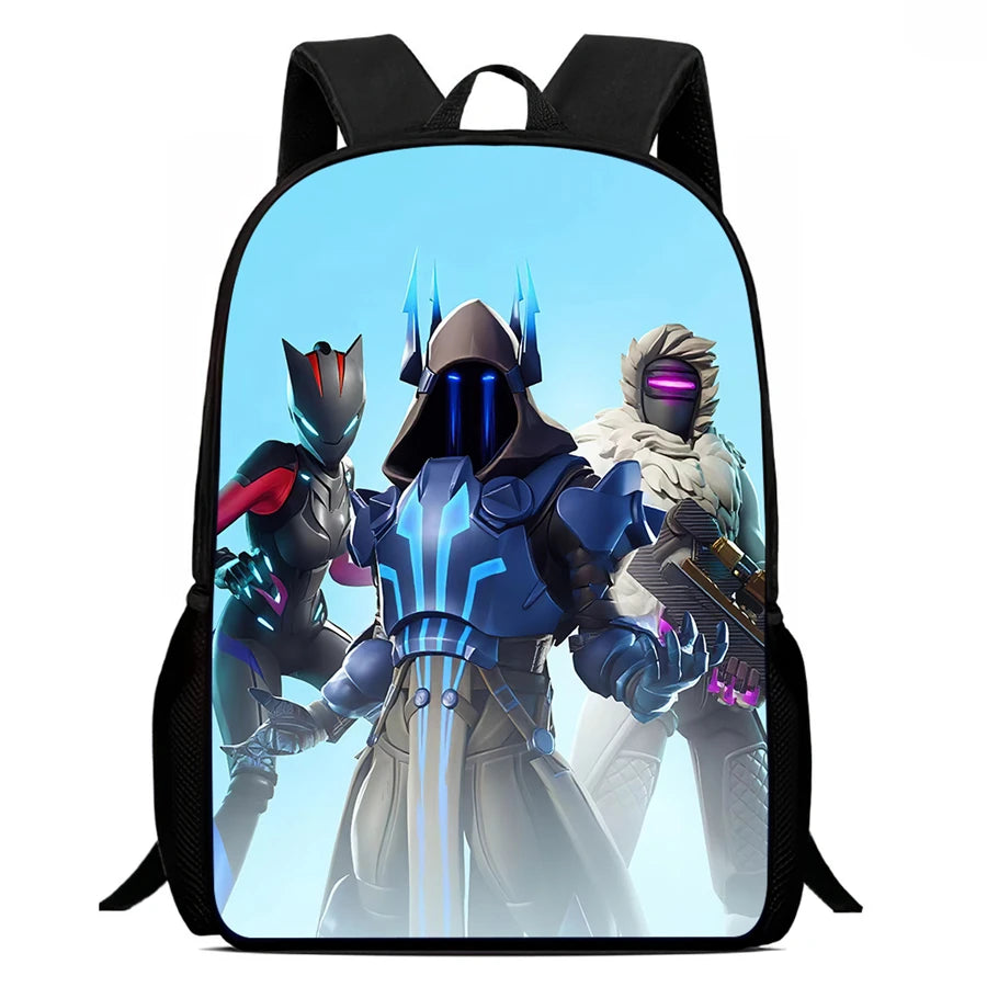 Fortnite Cartoon 15-Zoll leichter Rucksack mit verstellbaren Schultergurten – tägliche Schultasche für Kinder, Jungen und Mädchen, Alter 5-9