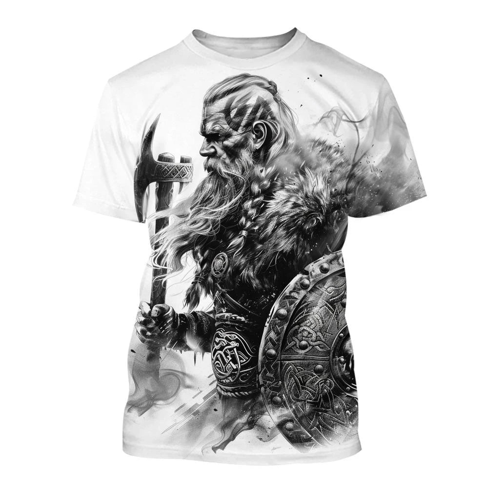 New Men's Black and White Line Tattoo Pattern 3d Short-sleeved T-shirt Tops Street Hip-hop Harajuku Cool T-shirt