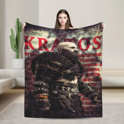 God of War Games Kratos Cartoon  Blanket  Warm Soft Pattern Plush Throw Blanket For Couch Chair Sofa Bed Bedspread Bed Cover