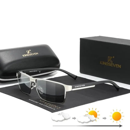 KINGSEVEN Men Polarized Photochromic Sunglasses Design Women Chameleon Sun Glasses UV400 Anti-glare Driving Square Eyeglasses