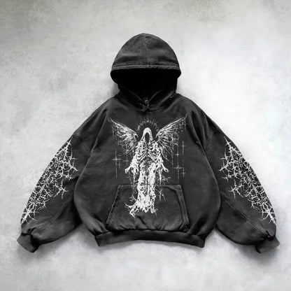 American Y2K New Hip Hop Trend Retro Hoodie Women Street Casual Loose Joker Vintage Sweatshirt Unisex Fleece Padded Warm Hoodie