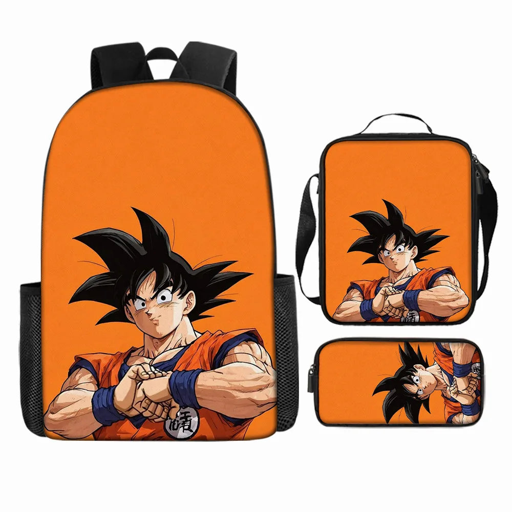 Dragon Ball 3Pcs/Set Backpacks Goku Vegeta Cartoon Print Lunch Bag Pencil Bags Student Casual School Bags Return To School Gift