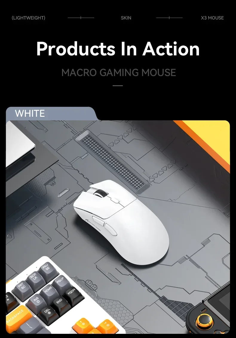 Ratón gaming inalámbrico Bluetooth Attack Shark R1 2.4G USB, 18K DPI, PAW3311, conectividad tri-modo, ligero 59g, para PC, portátil y Mac
