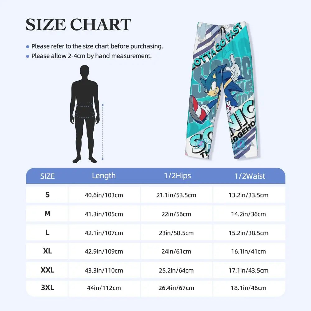 Custom Print Men's Soniced Pajama Pants Hedgehog Game Sleepwear Sleep Lounge Bottoms with Pockets