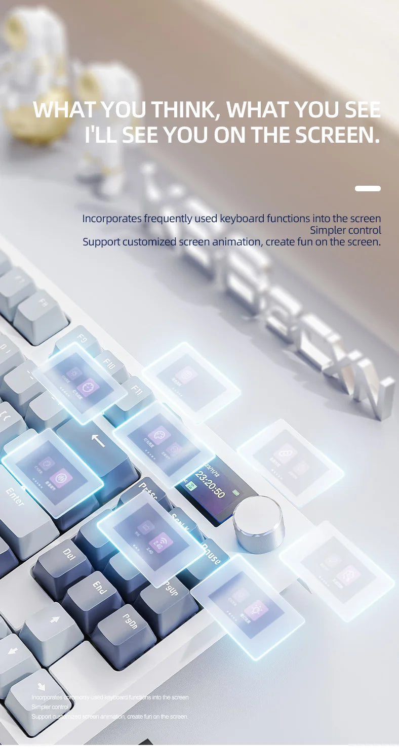 Teclado mecánico ATTACK SHARK K86 con perilla metálica, pantalla inteligente TFT a color, diseño de 87 teclas, iluminación RGB y conexión trimodo