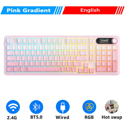 RK ROYAL KLUDGE S98 Mechanical Keyboard Top Mount TFT Screen 98 Keys RGB BT5.0/2.4G/USB-C Wireless Gamer Keyboard Hot Swappable