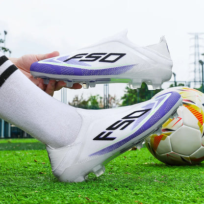 New Men Football Boots Non-Slip Outdoor Sneakers Match Grass Cleats High-quality Soccer Shoes Futsal Hot-selling High-top Light